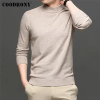 coodrony autumn winter soft warm knitwear jerseys classic casual pure color thick turtleneck sweater pullover men clothing c1315