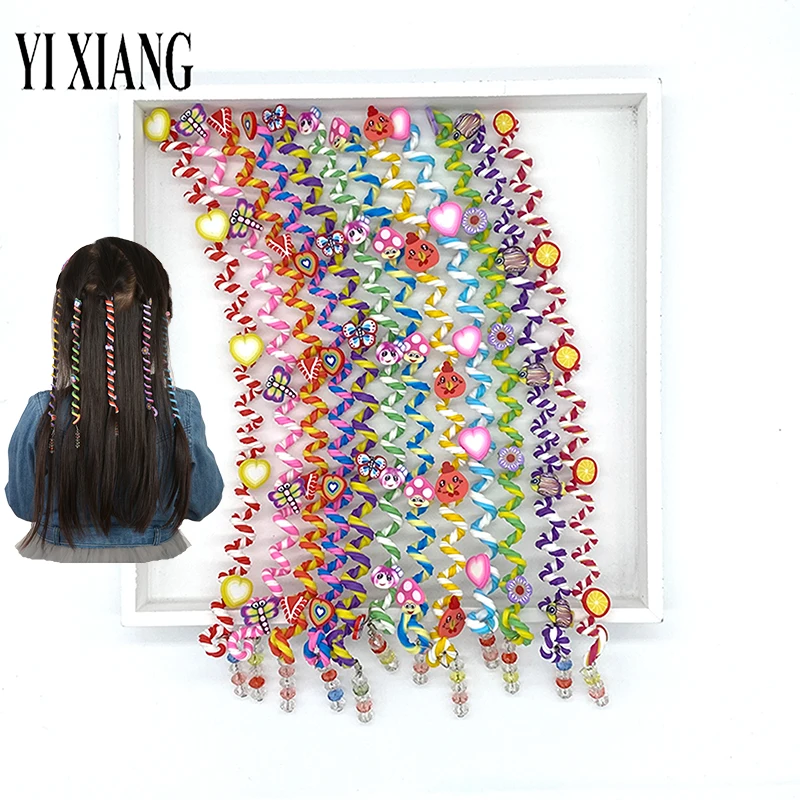 

12 шт., детские длинные эластичные ленты для волос с кристаллами