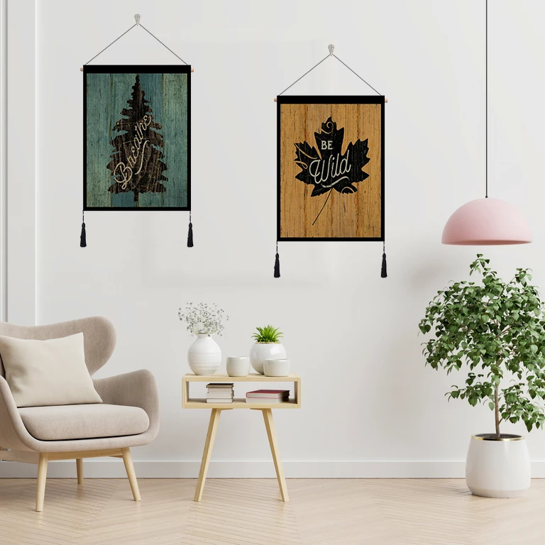 

Гобелен из полиэстера, пеньковой древесины, черного цвета с изображением листьев, украшение для стен, настенный подвесной гобелен с кисточками для дома, гостиной