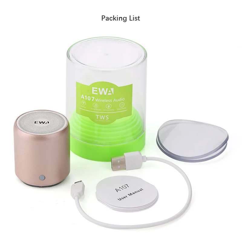 EWA A107 TWS Портативный Супер Мини Bluetooth динамик беспроводной сабвуфер Boom Box