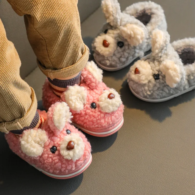 

Тапочки детские зимние хлопковые для мальчиков, Нескользящие теплые плюшевые тапочки, домашняя хлопковая обувь для девочек