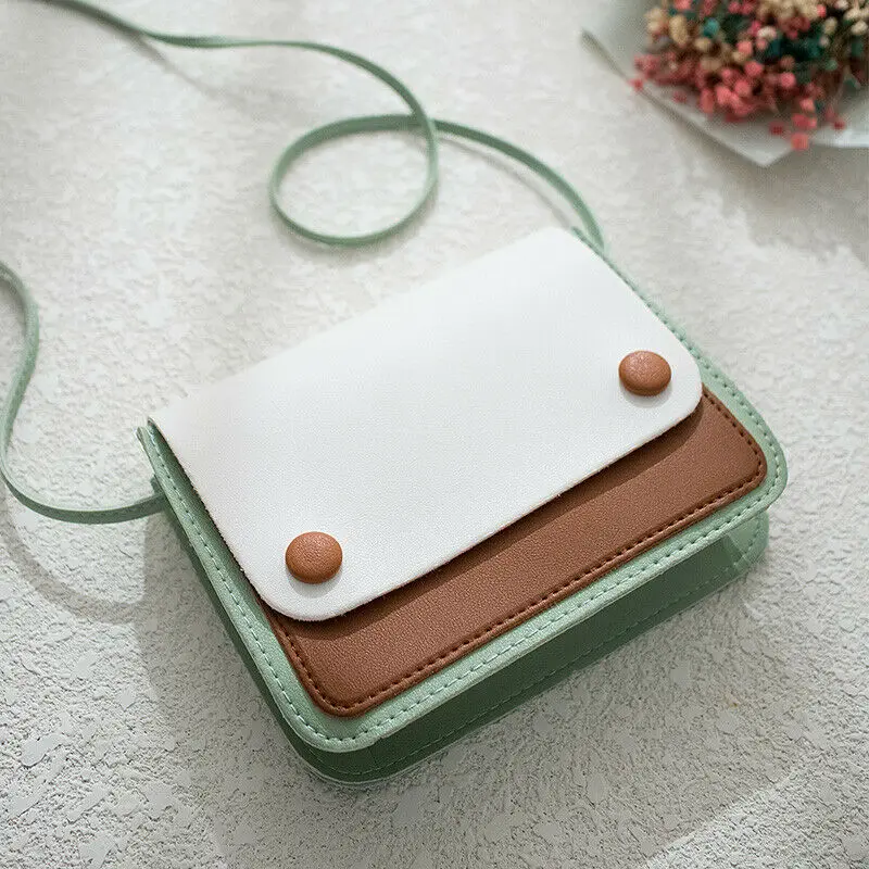 1PC Contrast color Leather Crossbody Bags For Women Travel Handbag Fashion Simple Shoulder Messenger Bag Ladies Cross Body | Багаж и сумки