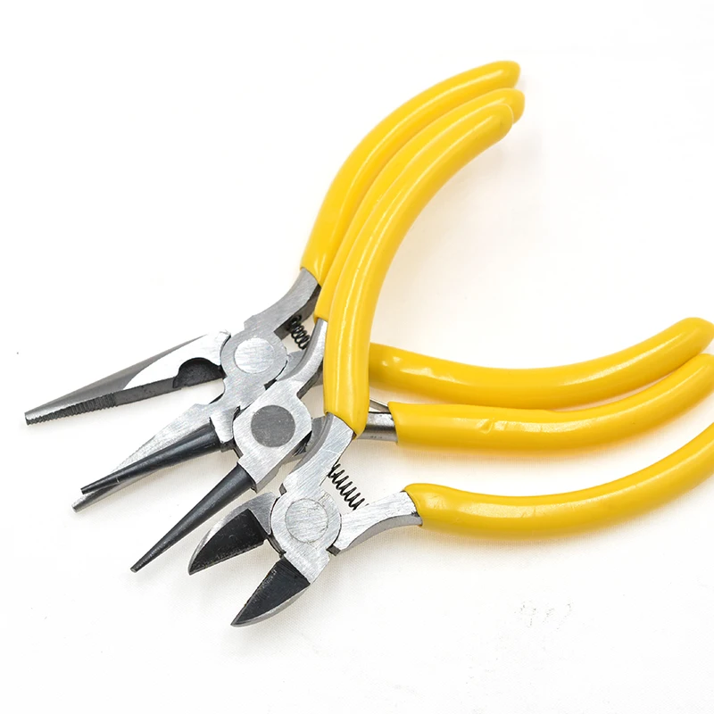 

10-style Yellow Handle Anti-slip Splicing Long Fixing Jewelry Pliers Tools & Equipment Kit for DIY Jewellery Making Accessory