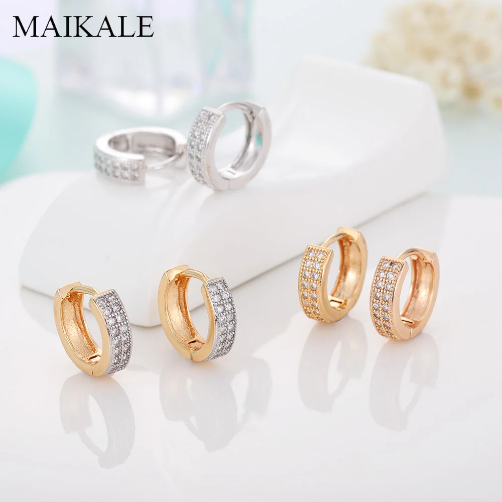 Женские маленькие круглые серьги гвоздики MAIKALE золотистые кубические