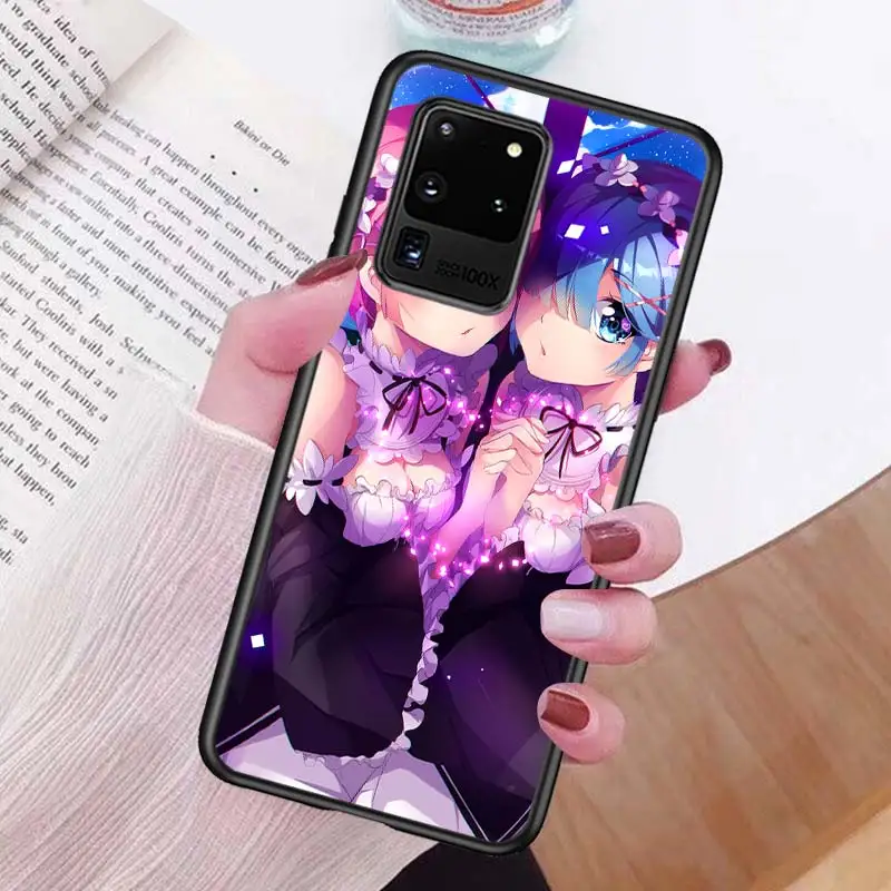 

Anime RE ZERO Ram Rem for Samsung S20 FE Ultra Plus A91 A81 A71 A51 A41 A31 A21 A11 A72 A52 A12 Soft Black Phone Case