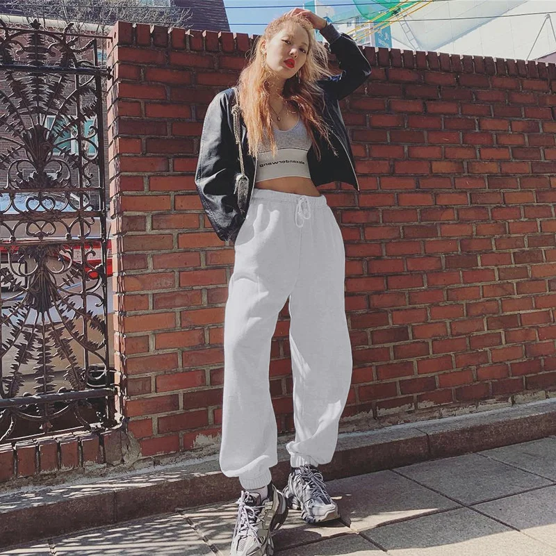 

20212021 New Ins Elegant Same Solid Color Loose High Waist Slim Leggings Women's Lace Up Sportswear Pants Fashion