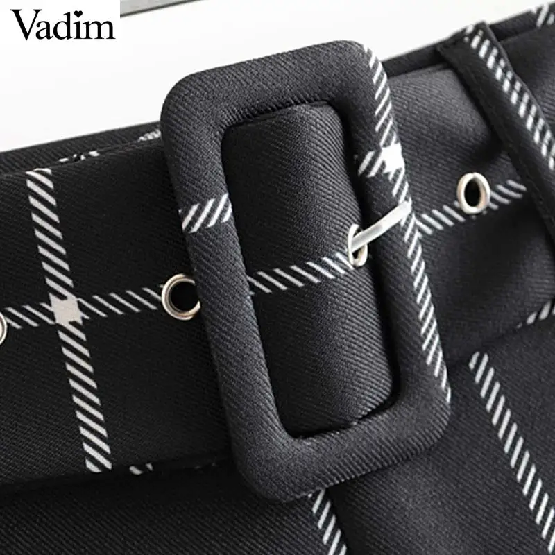 Женское элегантное платье vadim клетчатая юбка миди с поясом бабочкой и молнией