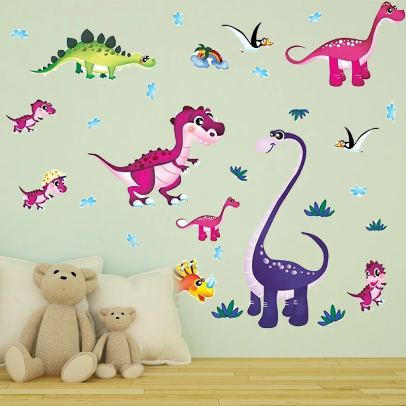 

Tofok Creative Cartoon Dinosaur Wall Stickers Kids Room Nursery Self-Adhesive Bedroom Mural Decal Home Decor Wallpaper Poster