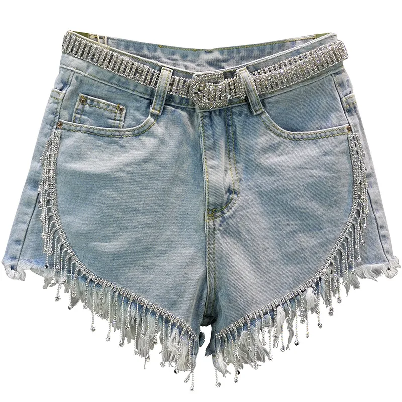 

denim women short summer new high waist wide leg tassel sexy street wear all match female shorts top quality