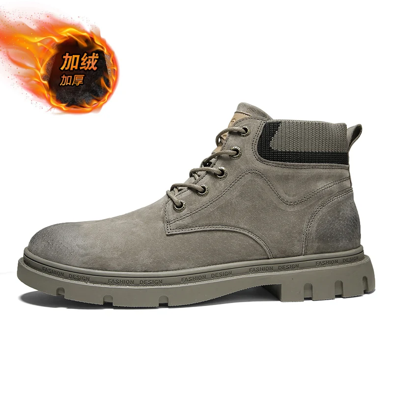 

2021 New Leather Martin Boots Men's England Plus Cotton Vintage Suede Work Boots Ankle Boots Leisure High-Top Shoes