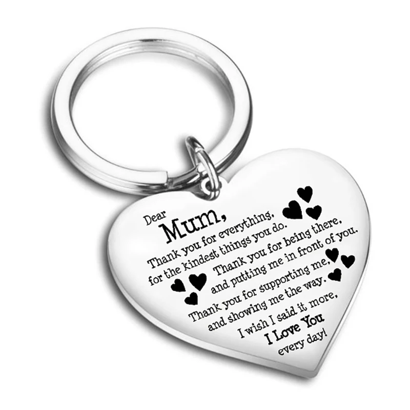 

Heart Shaped Engraved Letters Keychain Love Pendant To Best Mum， Mother's Day Gift Thanksgiving Gift Jewelry Keychain