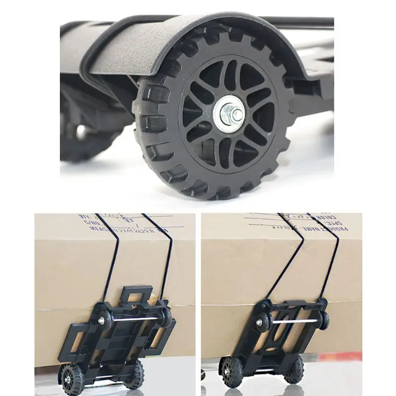 

Black Folding Luggage Cart Light Aluminum Collapsible Portable Fold Up Dolly Hand Truck for Travel Moving and Office Use