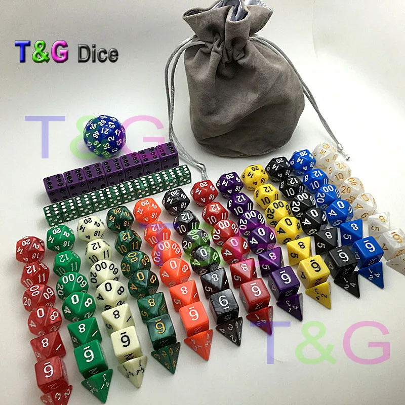 12 наборов 7 + 16d6 мм 16 RPG игральные кости 100 шт бесплатно D60 и бархатная сумка|dice