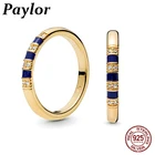 Paylor новый 925 стерлингового серебра Узкие синие Эмаль Экзотические кольца полоски для женщин обручальные кольца Свадебная вечеринка ювелирные изделия дропшиппинг
