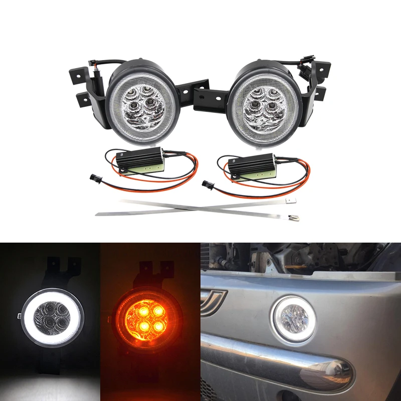 

2x Clear Full DRL Halo White Led Position Light Amber Turn Signal Lamp For Mini Cooper Gen I R50 R53 2005-2006 R52 2004-2008