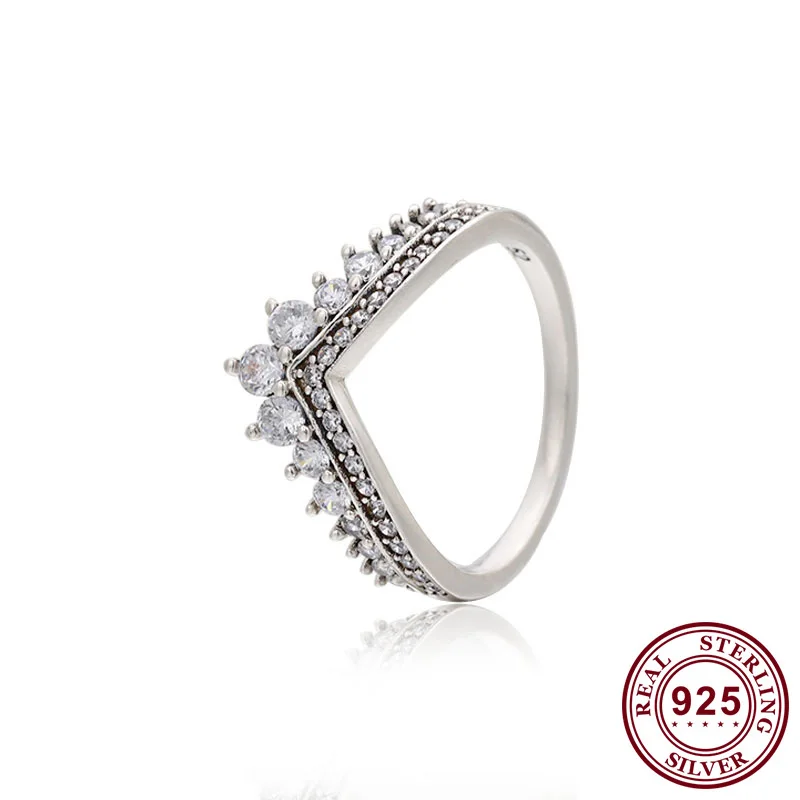 

Original 925 Sterling Silver Pan Ring Silver Crown With Crystal Cz Ring For Women Wedding Party Gift Fashion Jewelry