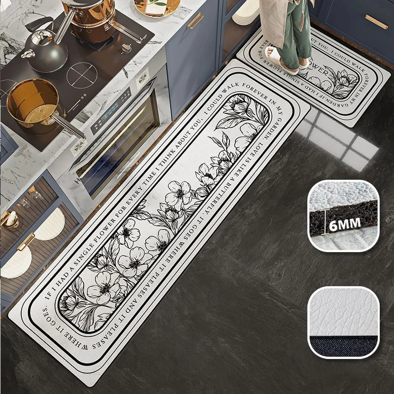 

PVC Nordic Kitchen Mat Carpet Balcony Hotel Living Room Carpet Long Strip Absorption Bathroom Doormat Entrance Home