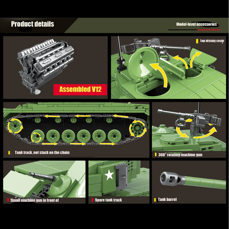 Gulo gulo 1013 шт. военный M26 тяжелый танк строительные блоки США Немецкий тигр 131