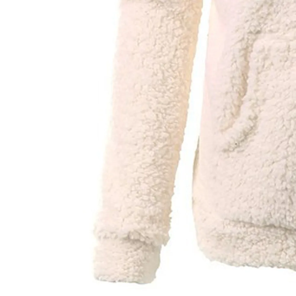 

Women Casual Teddy Bear Coat Ladies Fleece Zip Outwear Jacket Hooded Coat Zipper Oversized Overcoat Winter Warm Female #T1G