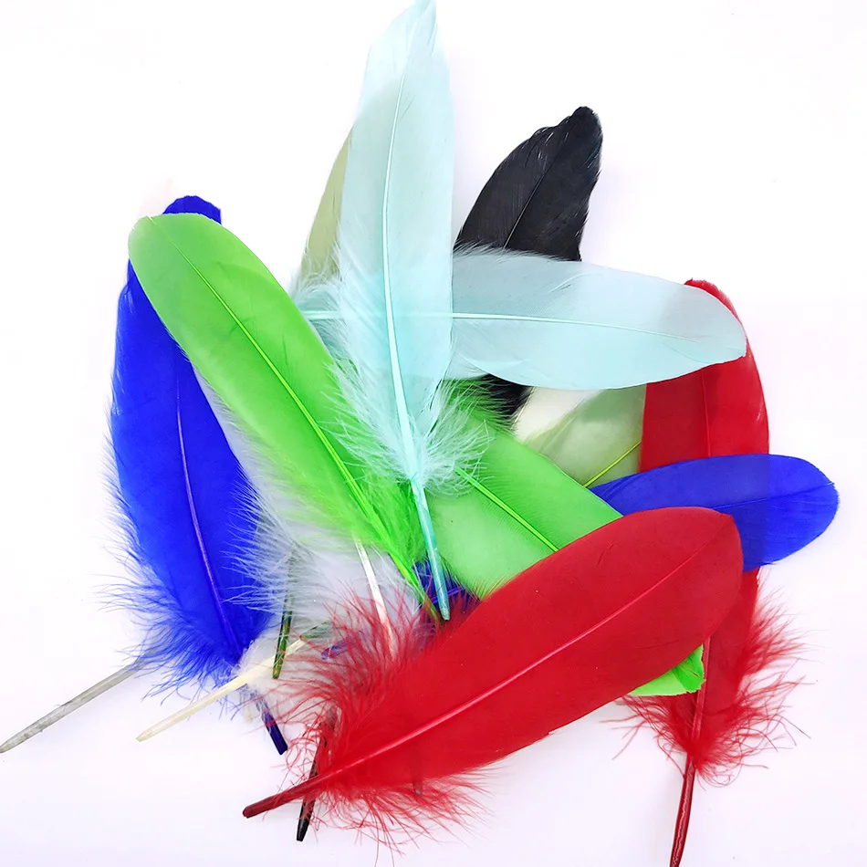 100 шт./лот Твердые Разноцветные перья гусиные для рукоделия натуральные белые