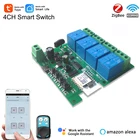 Смарт-переключатель Tuya Zigbee, 4 канала, 5 В, 12 В, 10 А