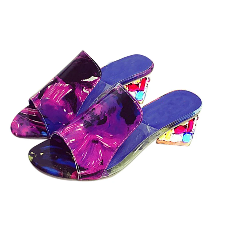 

Sandalias plataforma 2020 summer PU leather woman sandals shallow female rhinestone ladies shoes thick heel crystal sandals