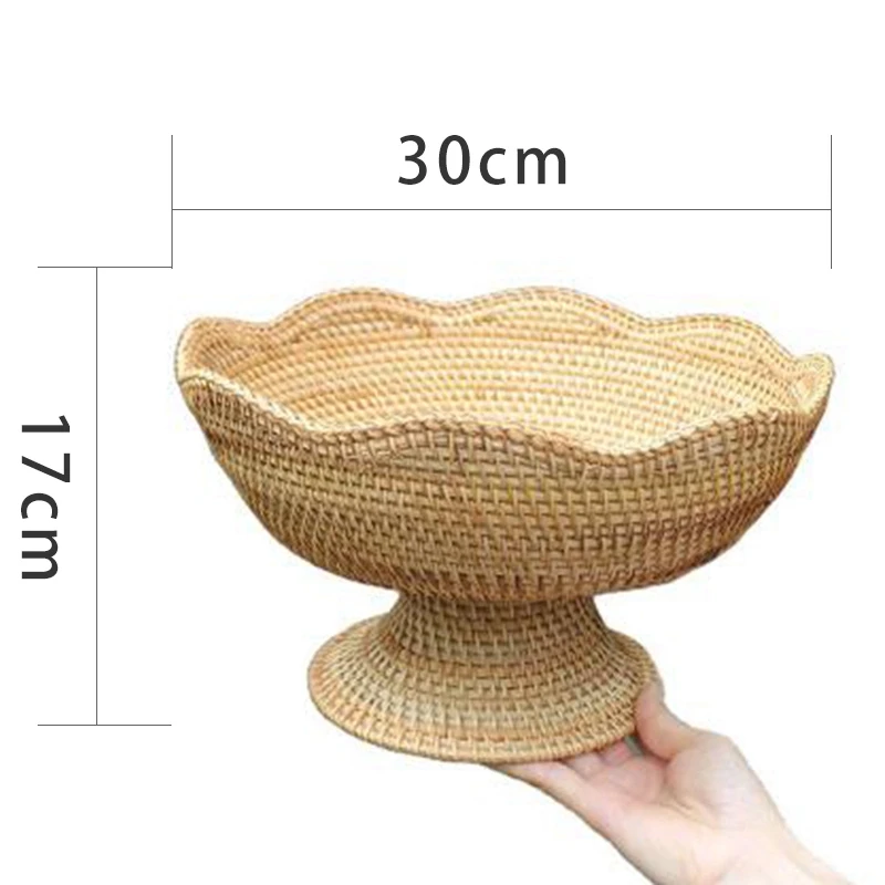 

Vietnam Rattan High Foot Tray Rural Home Fruit Tray Creative Fruit Basket Snack Storage Basket Large