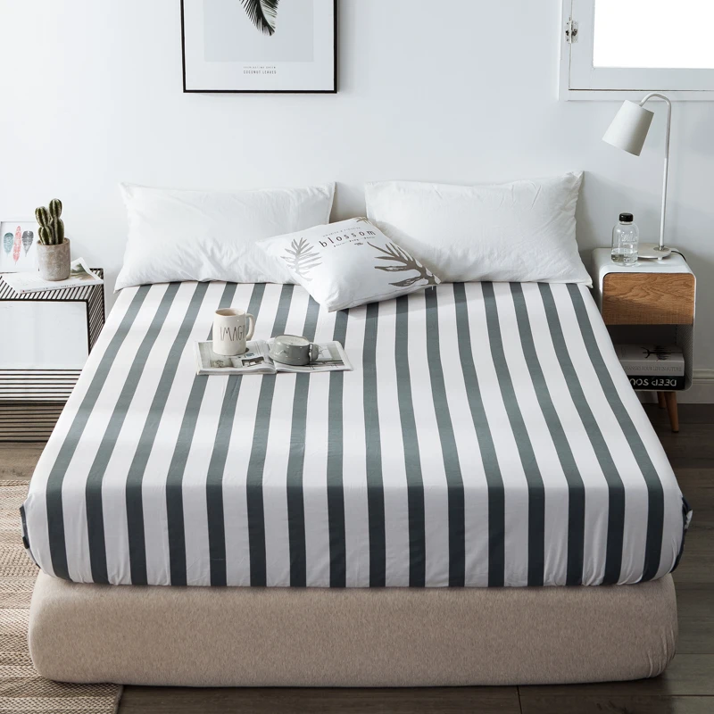 

Cotton Fitted Sheet Single Double Bed Elastic Mattress Cover Bed Sheet For Children Adults King Queen Size (No Pillowcase)