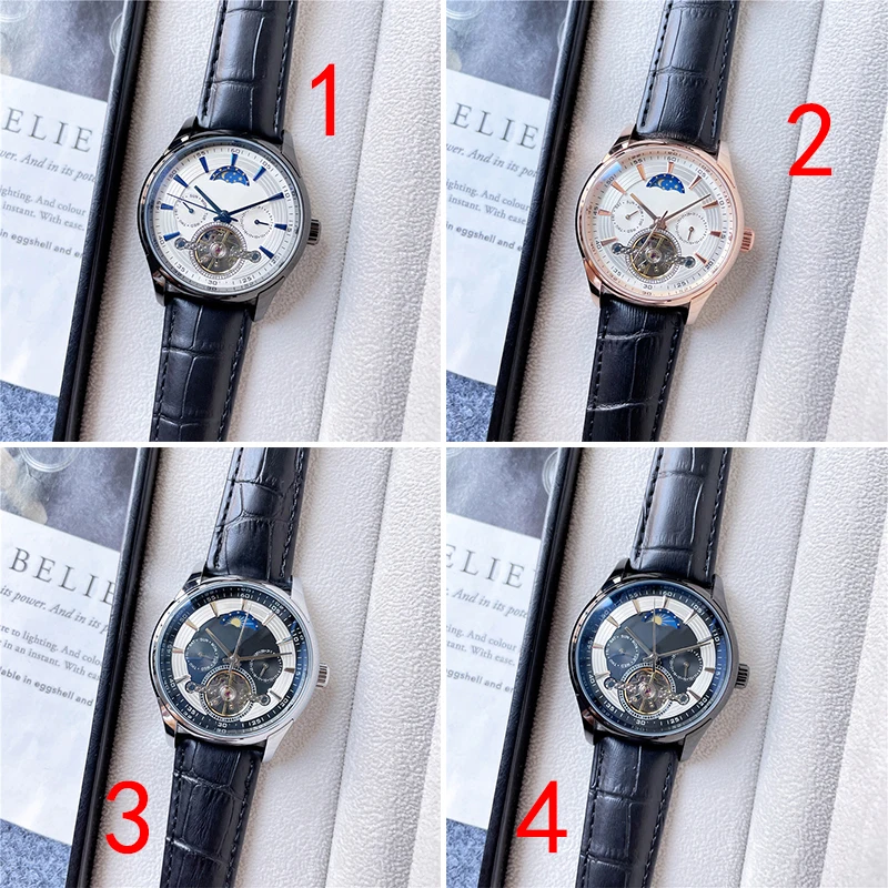 

Часы наручные мужские механические, водонепроницаемые до 30 м, с кожаным ремешком