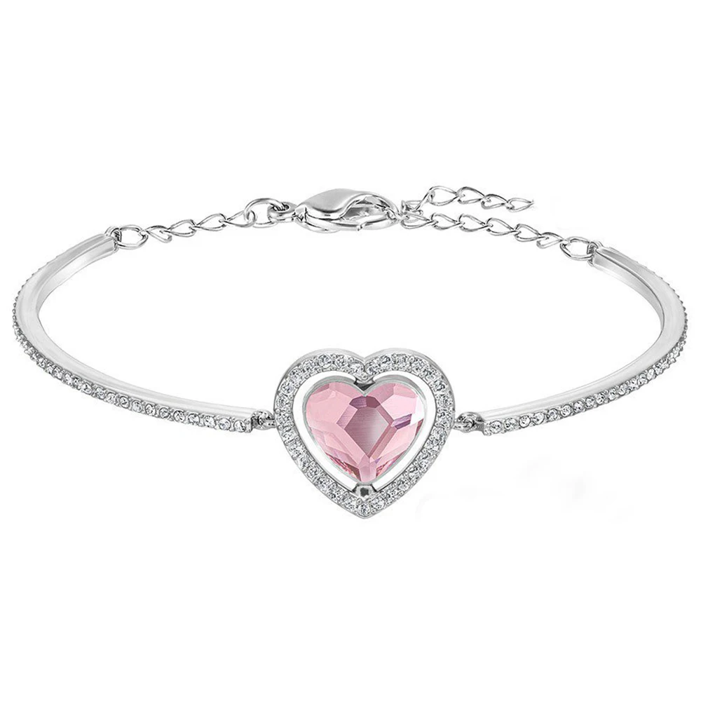 

SWA 2019 Exquisite New Pink Heart Bracelet Elegant Simple Ladies Jewelry Send Girlfriend Romantic Engagement Gift