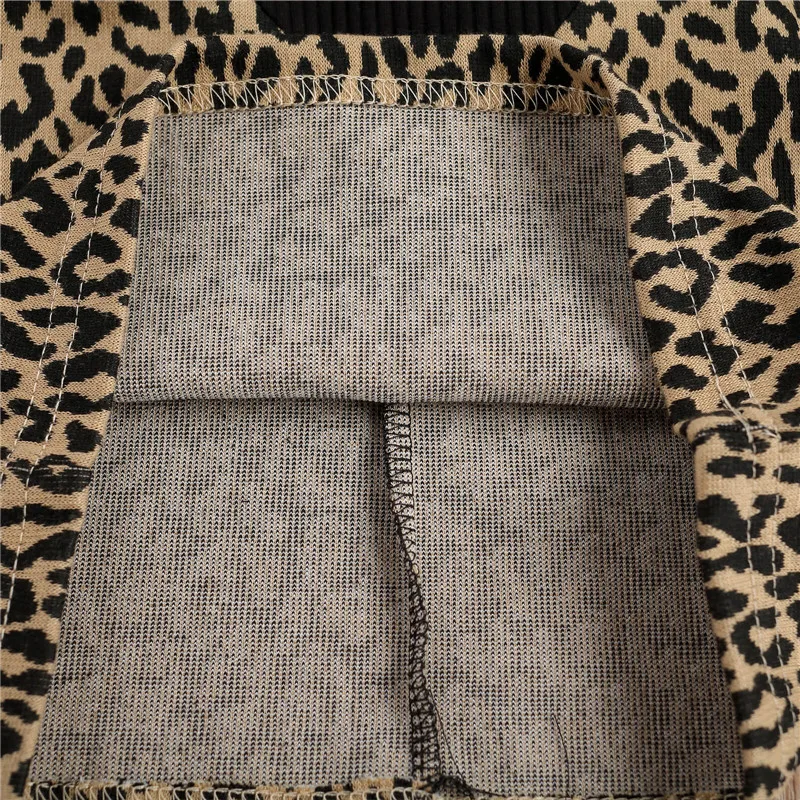 

Kids Boys Girls Knitted Pullovers Autumn T-Shirts Tops Leopard Print Patchwork Batwing Sleeve Clothes