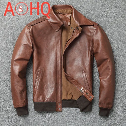 

Genuine Leather Jacket for Men Style Vintage Cowhide Coat Spring Autumn Brown Mens Jackets Spring Autumn Hommes Veste