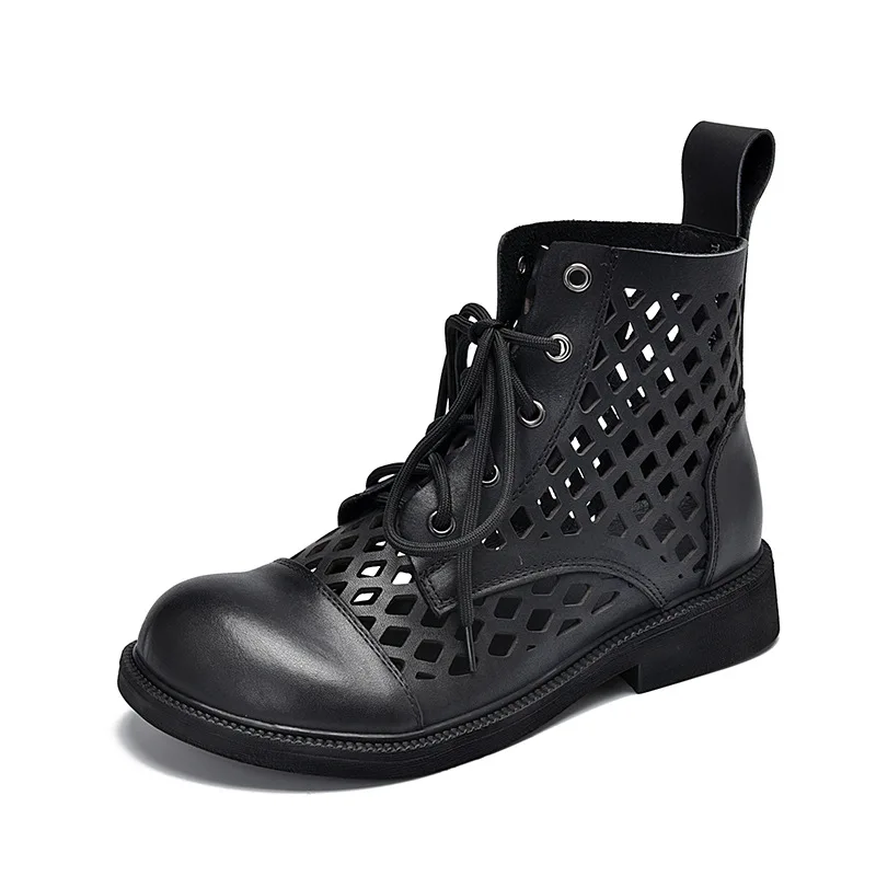 

YourSeason Summer Ladies 2021 Genuine Leather Vintage Shoes Lace Up Handmade Casual Casual Sewing Hollow Sandals Women