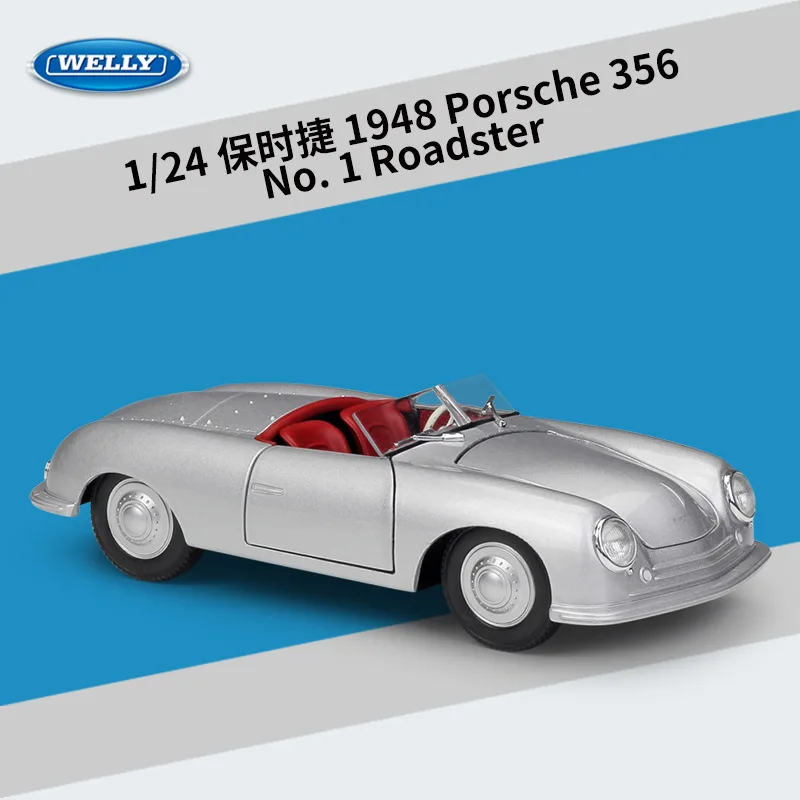 

Модель автомобиля Welly 1:24 1948 Porsche 356 NO.1 Roadster, литье под давлением, коллекция детских игрушек