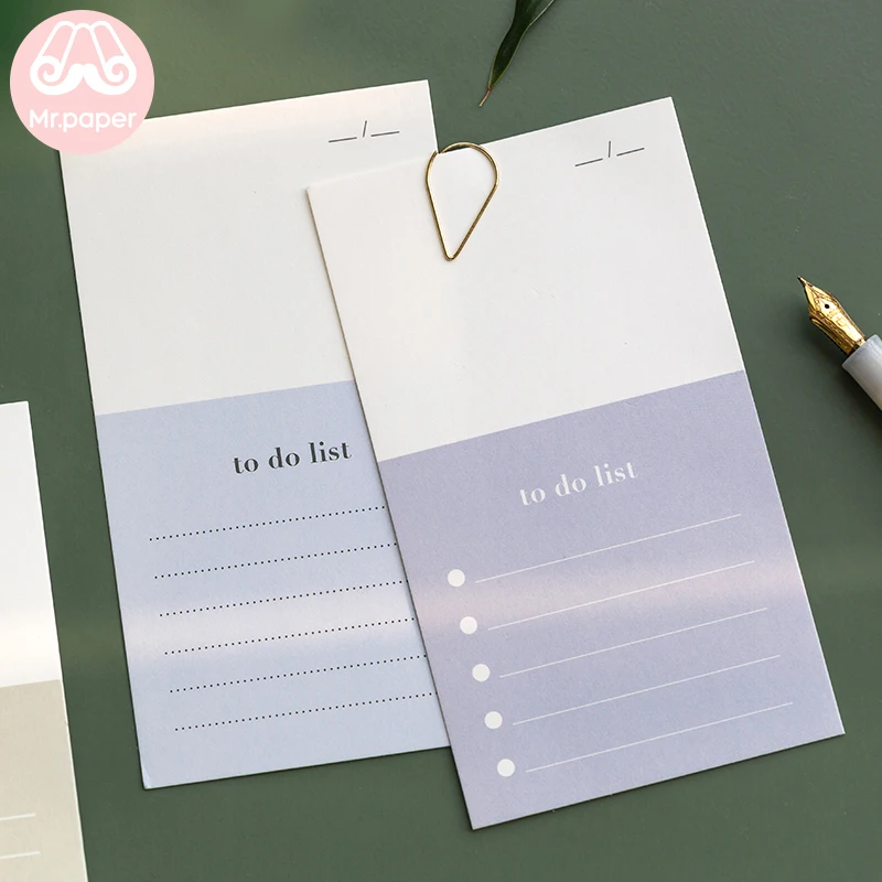 Mr Paper 4 Designs 14pcs/lot To Do List Colorful Ins Style Loose Leaf Memo Pads Minimalist Memo Pads Present with 2 Stickers