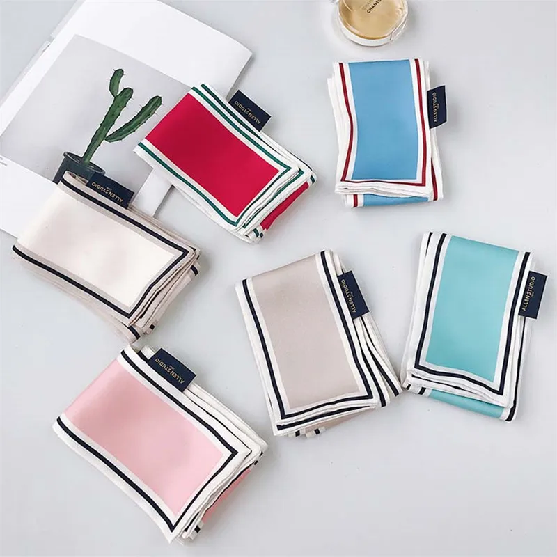 

2020 hijab scarf women bandana silk scarf foulard femme hair scarf Versatile decorate Small scarf Solid color popular Silk scarf