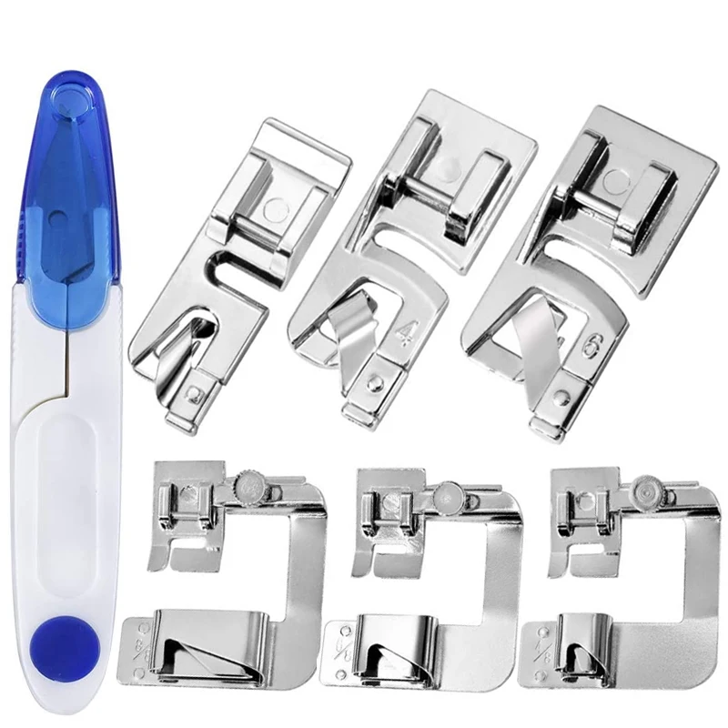 

LMDZ 6 Pcs Sewing Machine Presser Foot Set Narrow Rolled Hemming Foot Kit for All Low Shank Snap-On Sewing Machine and DIY