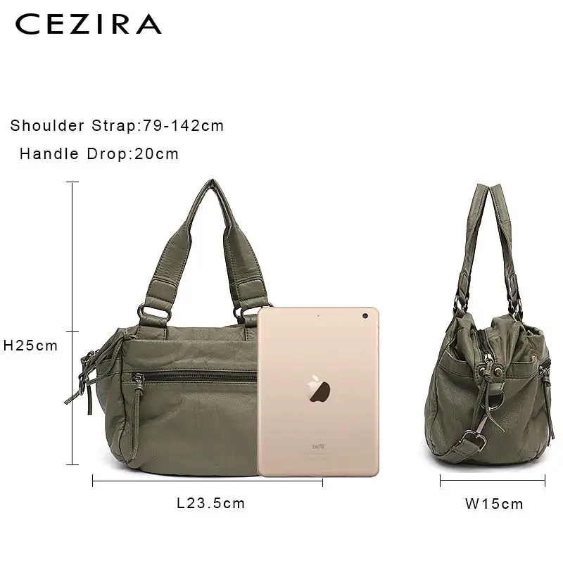 CEZIRA модные женские сумки через плечо из искусственной кожи с эффектом потертости