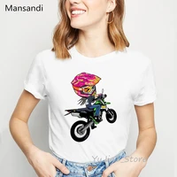women clothes 2021 cool stunt girl rides motocycle cartoon tee shirt femme summer top female hip hop punk t shirt hipster tshirt