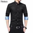 Мужские рубашки TFETTERS размера плюс 5XL, рубашка с длинным рукавом, отложным воротником, принтом на манжетах, 2021