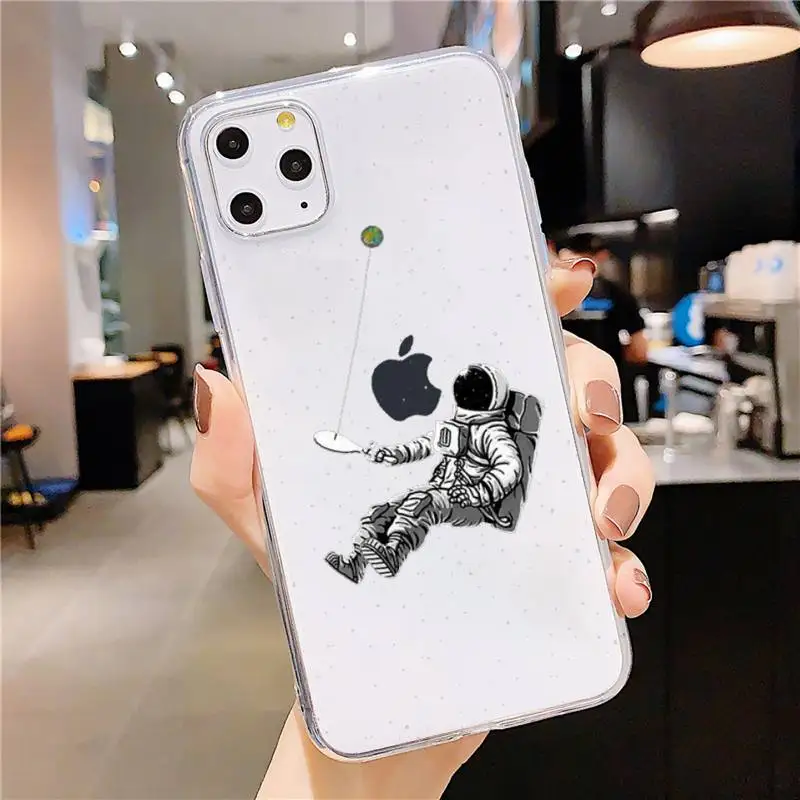 

Moon Stars Space Astronaut art Phone Case Transparent soft For iphone 5 5s 5c se 6 6s 7 8 11 12 plus mini x xs xr pro max
