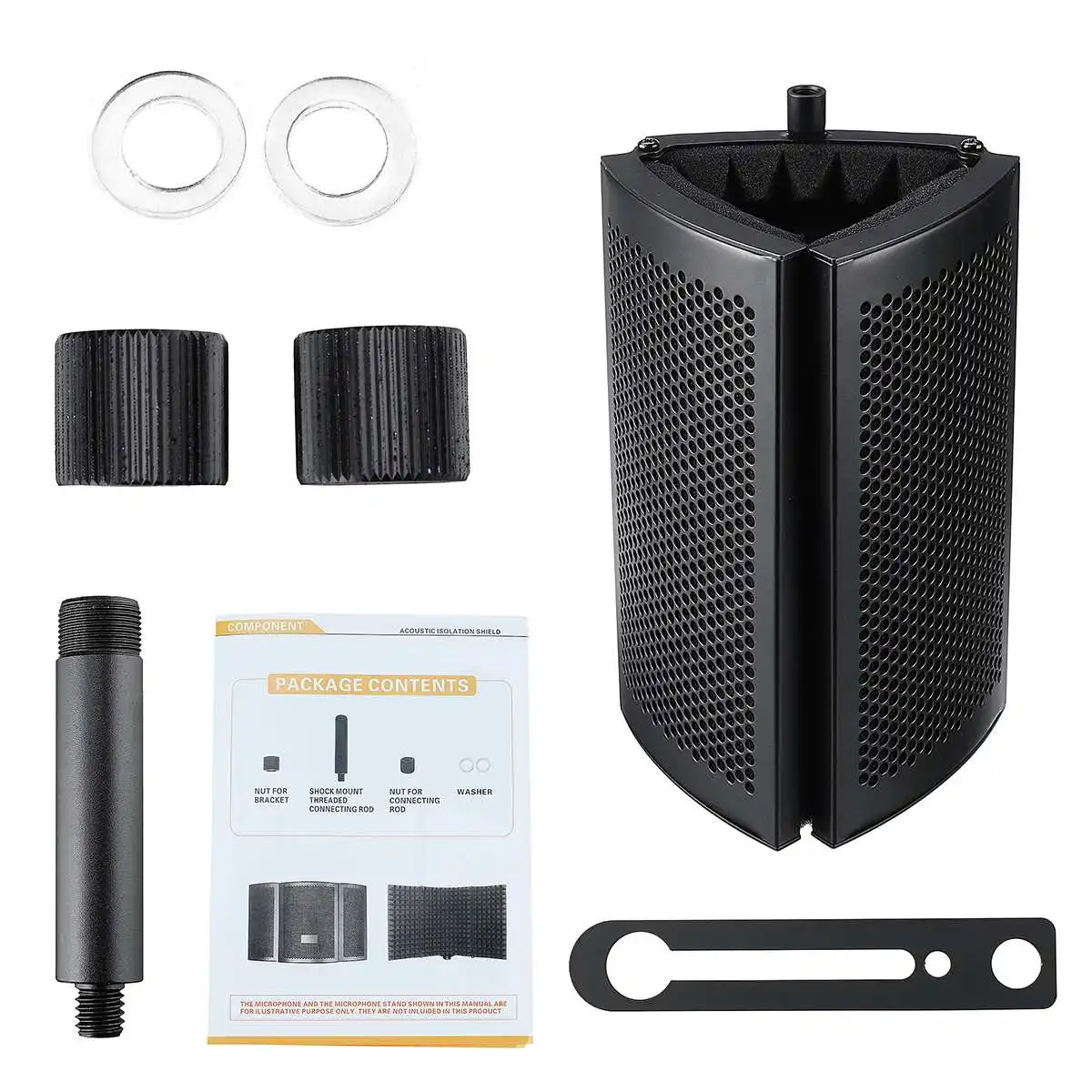 

Adjustable Foldable Microphone Wind Board Sound-absorbing Cover Microphone Isolation Shield Screen Soundproofing for Microphone