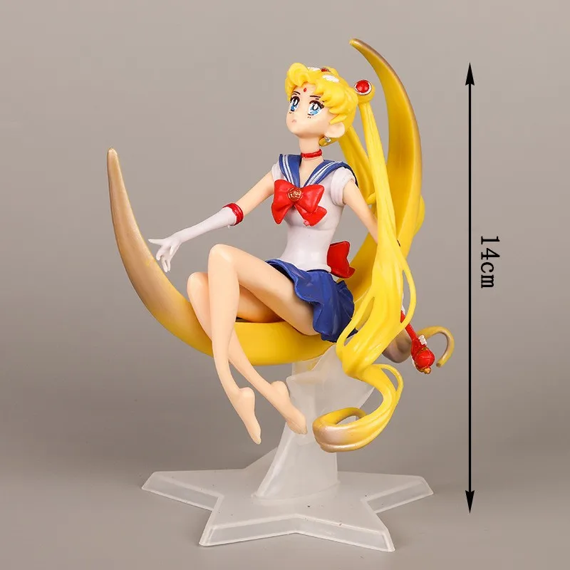

Cartoon Anime Sailor Moon Tsukino Action Figure Wings Toy Doll Cake Decoration Collection Model Girls Gift Toy For Children