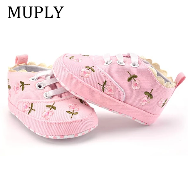 Baby Girl Shoes White Lace Floral Embroidered Soft Shoes Prewalker Walking Toddler Kids Shoes First Walker free shipping 5