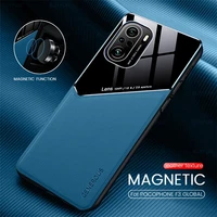 f3poco case leather texure car magnetic holder covers for pocophone little poco f3 f 3 5g pocof3 silicone frame shockproof coque