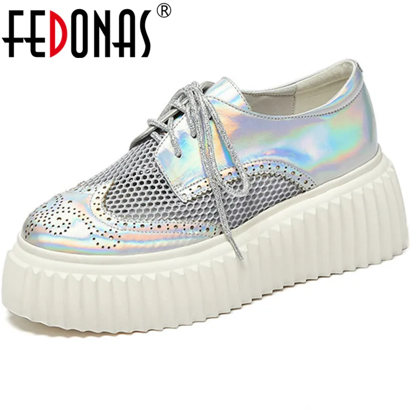 

FEDONAS 2022 Pring Trend Shoes For Owmen Genuine Leather [Latform Round Toe Women Shoes Newest Cross Tied Wedding Shoes Woman