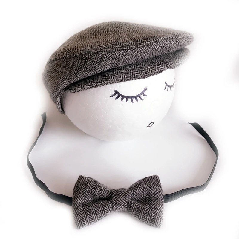 

New 1Set Crochet Baby Toddler Hat And Tie Handmade Newborn Photography Props Baby Cap Beanie Infant Bow Tie Set
