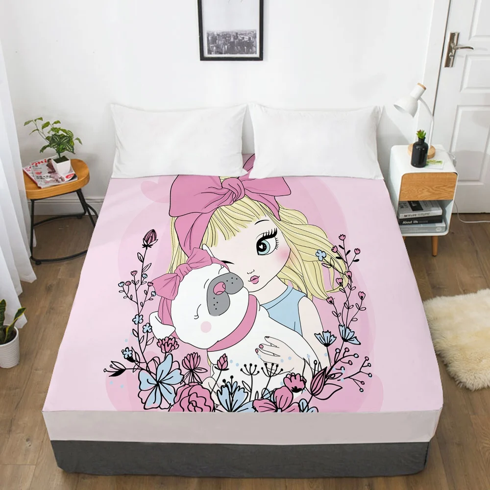 

Cartoon Children's Elastic fitted sheet bed sheet With An Elastic Band Mattress Cover Bed cover for kids baby boy girls dog