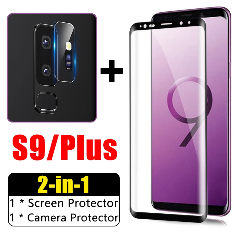 2 в 1 3D изогнутое закаленное стекло для Samsung Galaxy S9 Plus защита экрана объектива S9plus