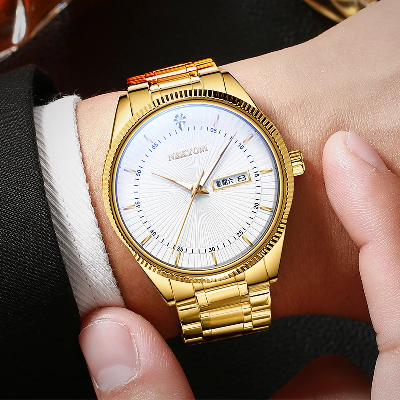 Мужские спортивные наручные часы NEKTOM повседневные полностью Стальные кварцевые